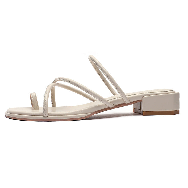 Femme Strappy Block Heel Slide Sandaler Stilla