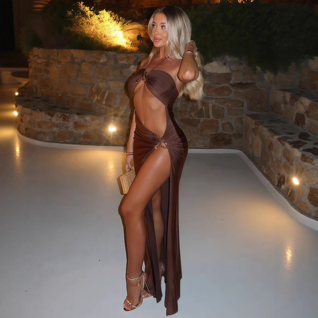 Dame wrap kjole med asymmetrisk snit og elegant detalje Skovae