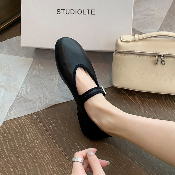 Dame elegante Mary Jane stil ballerinaer med justerbar rem Stilla