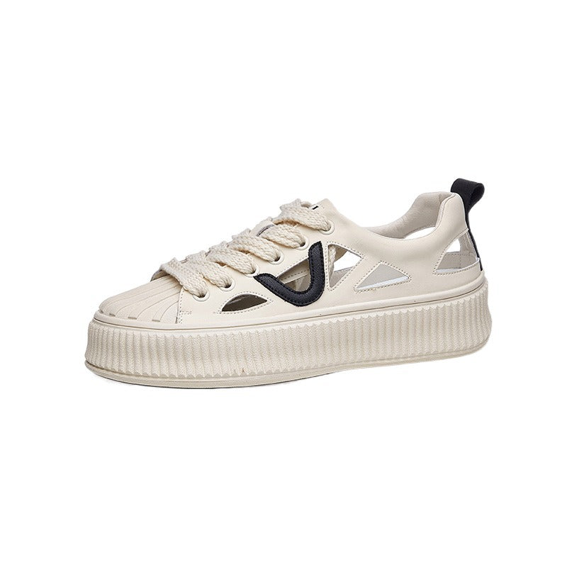 Dame Sporty Plateau-Sneakers med åndbar struktur og trendy design Stilla
