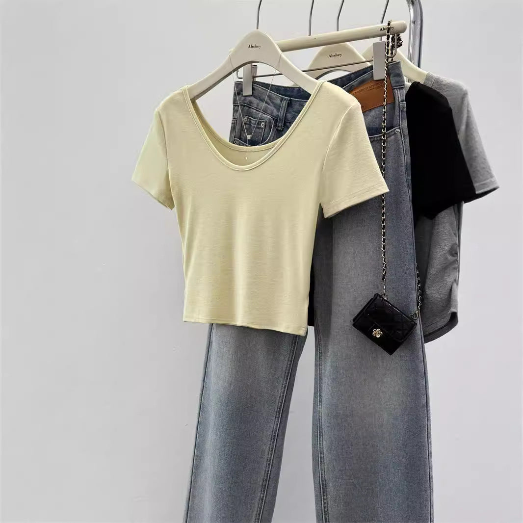 Femme Kortærmet Cropped T-Shirt Stilla
