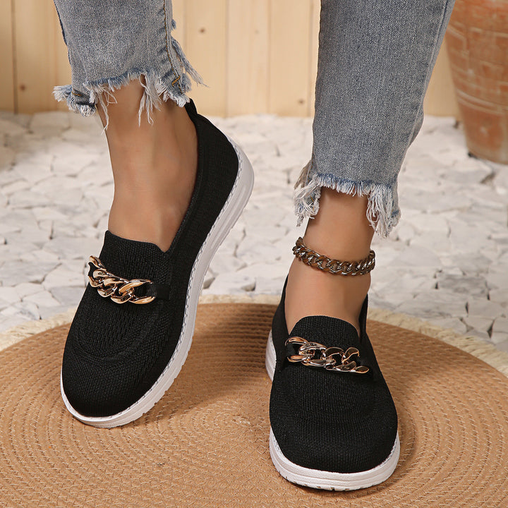 Dame Mode Slip-On-Sneakers med kæde-detalje og åndbart overmateriale Stilla