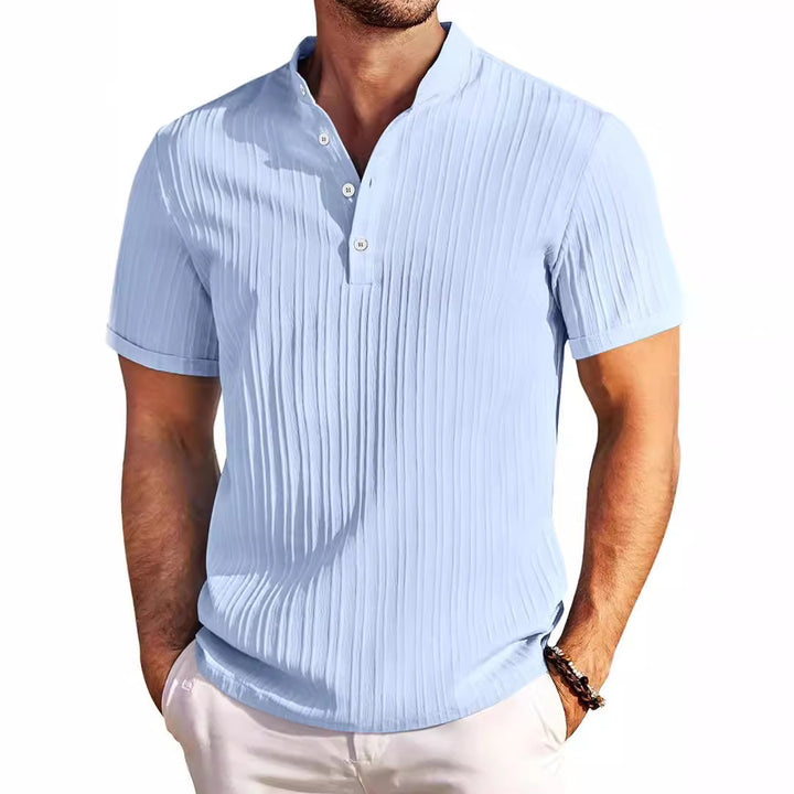 Herren Kortærmet Henley T-shirt med struktureret design Stilla