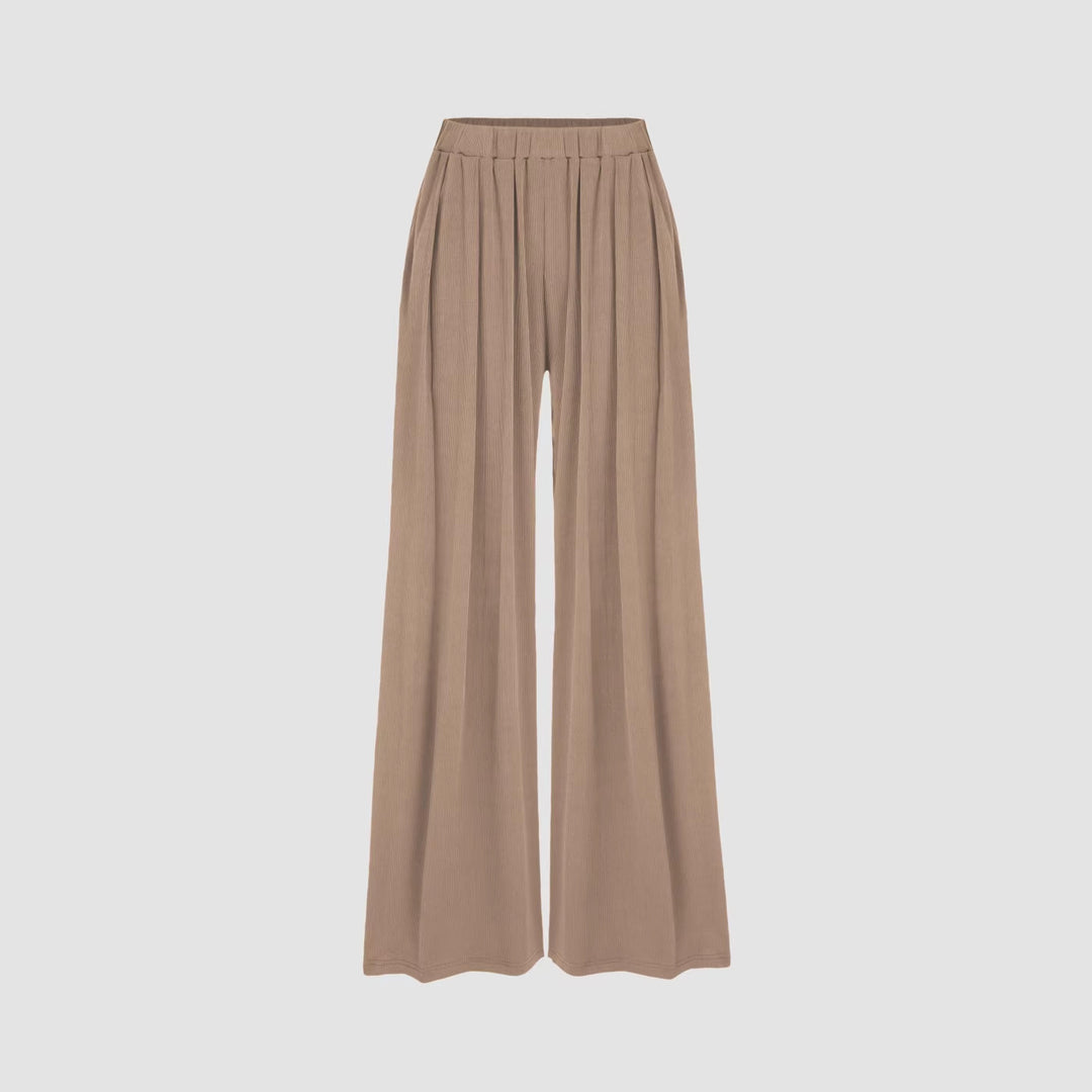 Dame bred Palazzo-bukser med elegante folder og elastisk talje Skovae