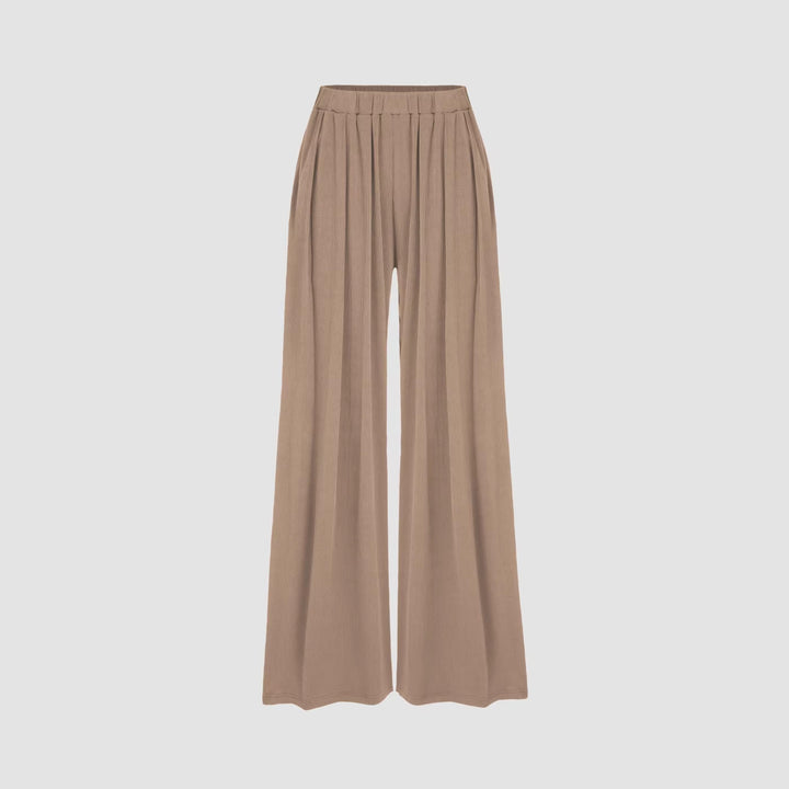 Dame bred Palazzo-bukser med elegante folder og elastisk talje Skovae