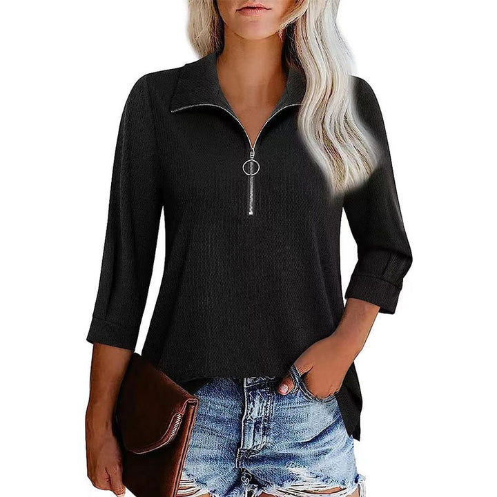 Dame sweatshirt med lynlås og 3/4 ærmer Stilla