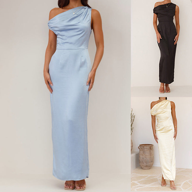 Dame Elegant Maxikjole med asymmetrisk overdel og figursyet snit Stilla