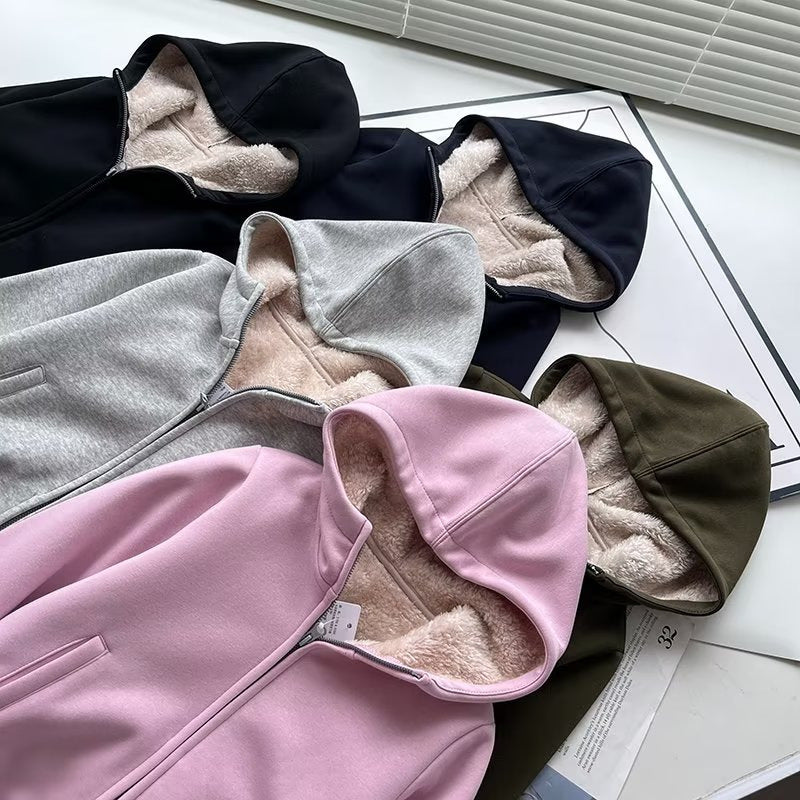 Kvinders hyggelige og varme hoodie jakke med fleeceforing Stilla