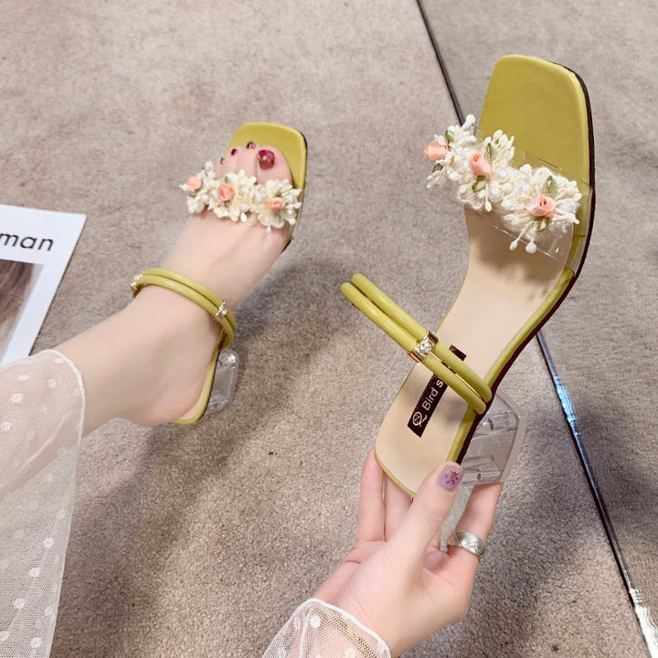 Dame Sandaletter med transparent rem og florale accenter Stilla