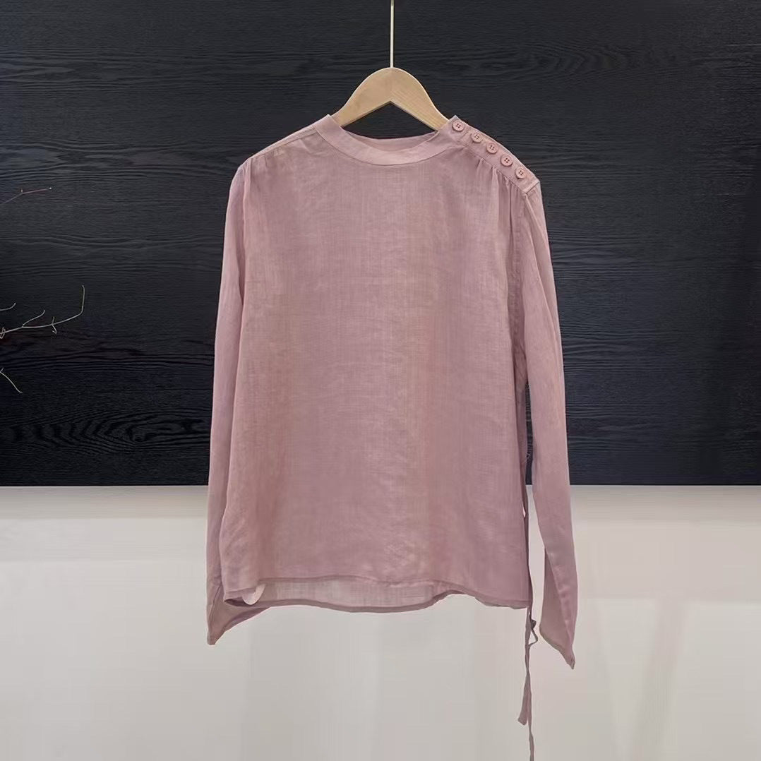 Femme Let Langærmet Bluse med Knapdetaljer Stilla