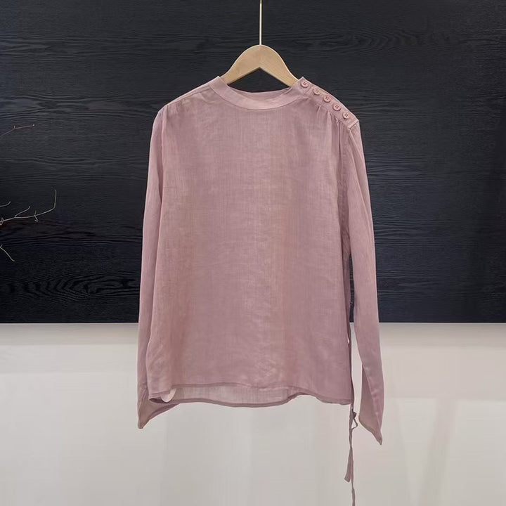 Femme Let Langærmet Bluse med Knapdetaljer Stilla