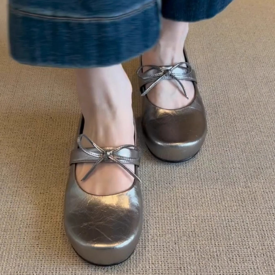 Dame Komfort Mary Jane Ballerinas med justerbar båndsløjfe Stilla