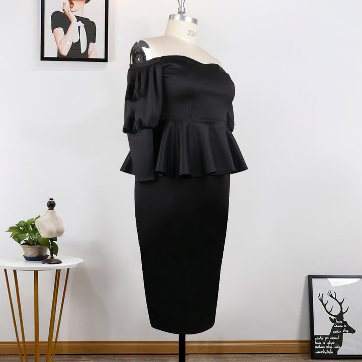 Dame Figurtilpasset Peplum Kjole med Off-Shoulder Udsnit Skovae