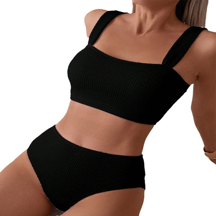 Dame Højtaljet Bikini-sæt med komfortabelt Crop-Top Skovae