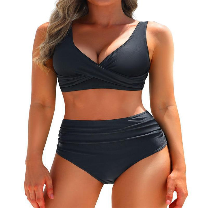 Damer højt skåret bikini med elegant indpakningsudtryk og figursydende design Skovae