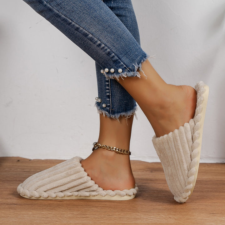 Dame Komfortable Plüschslippers med stribet design Stilla