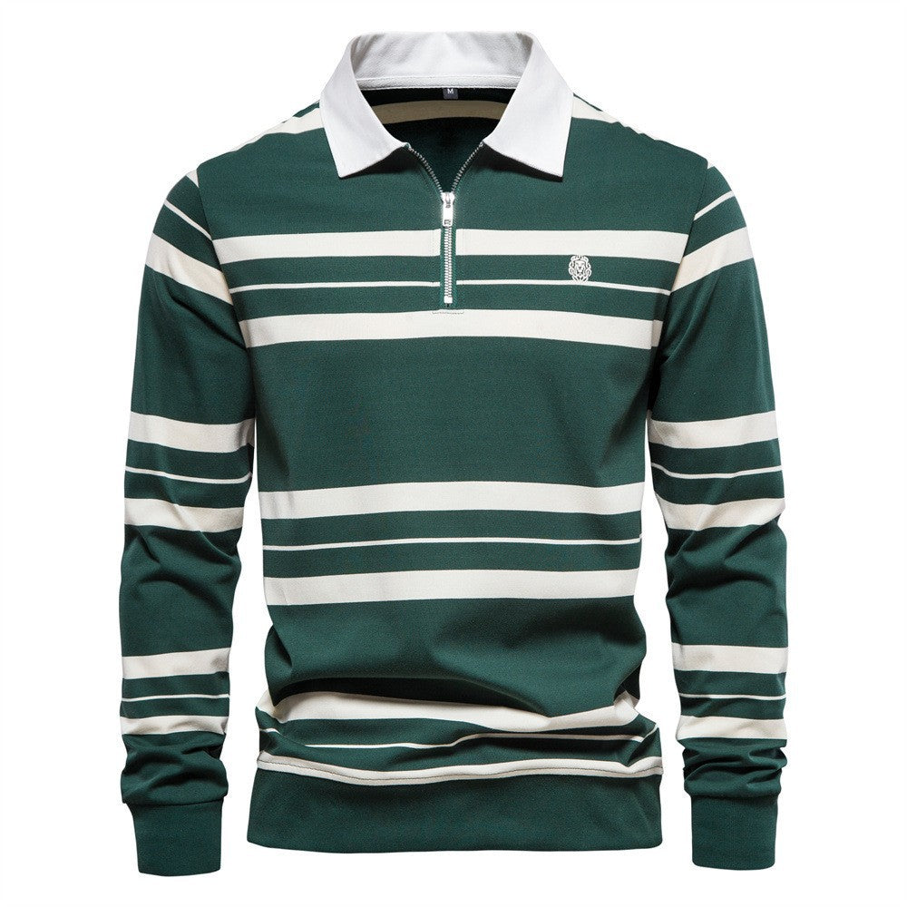 Herrer sweatshirt med moderne stribemønster og praktisk lynlås Stilla