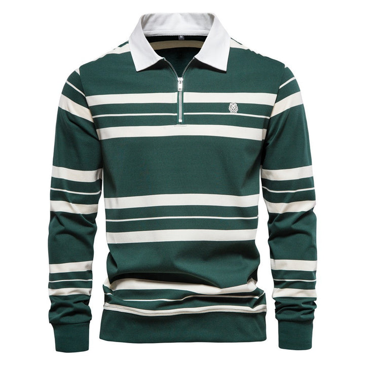 Herrer sweatshirt med moderne stribemønster og praktisk lynlås Stilla