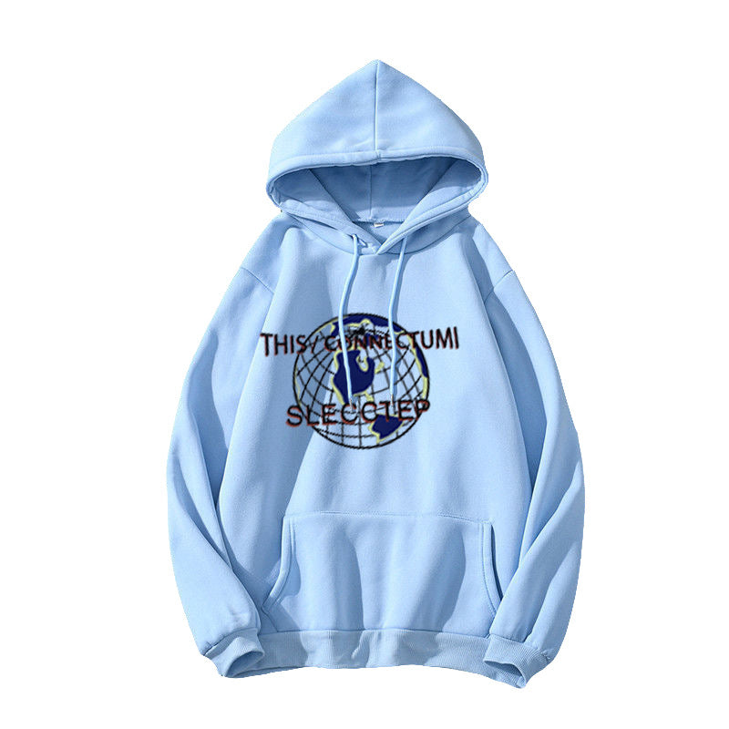 Kvinders hoodie med moderne verdenskortdesign Skovae