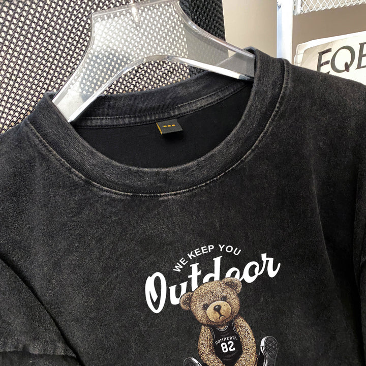 Dame T-shirt med kreativt teddy-motiv og afslappet oversized-snit Stilla