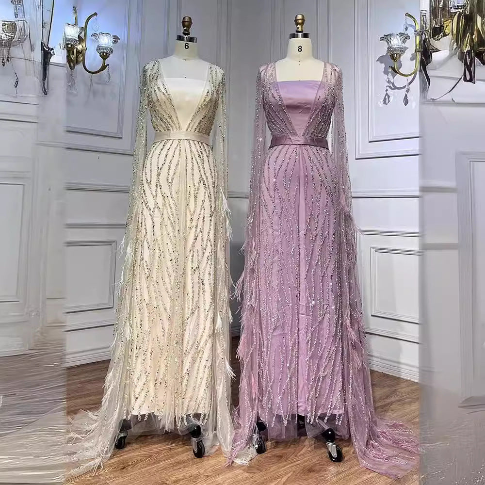 Dame Elegante Maxikjole med skinnende frynser og gennemsigtig overdel Stilla