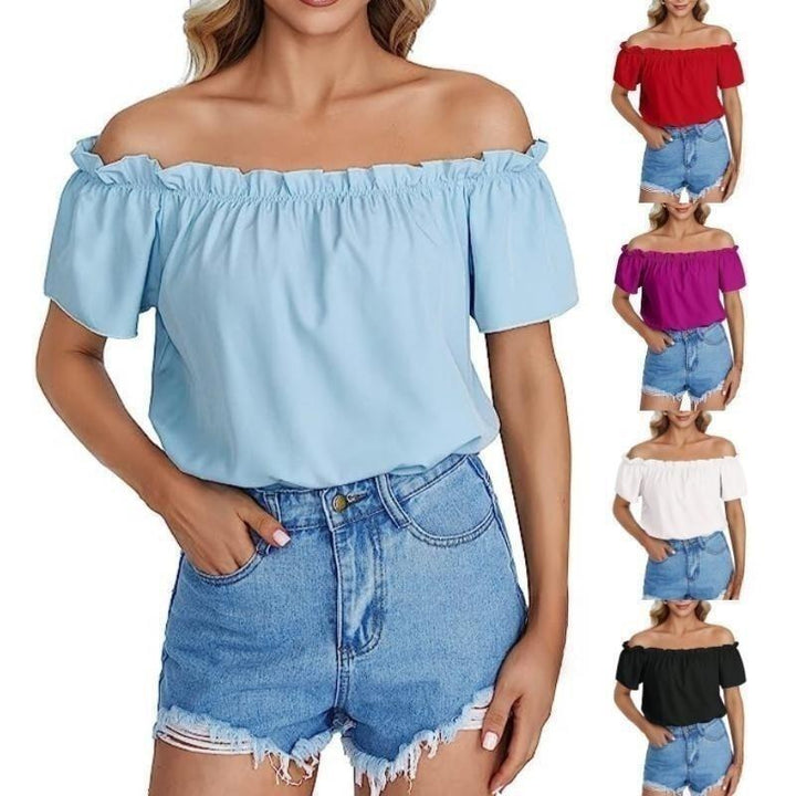 Dame Off-Shoulder Overdel med elastisk kant Stilla