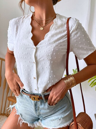 Dame bluse med fint strukturdesign Stilla
