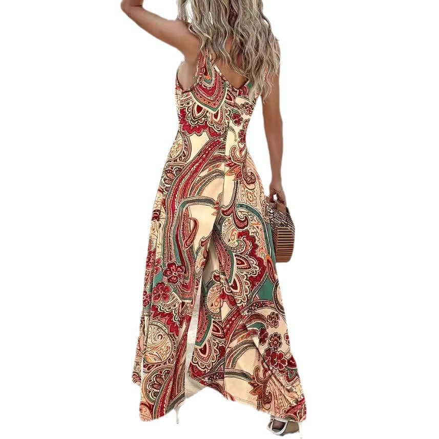Dame elegant silke-paisley-maxikjole Stilla