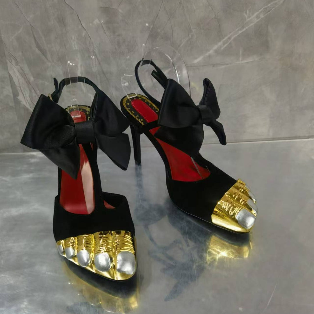 Femme luksus sløjfe-dekorerede slingback højhælede sko Stilla