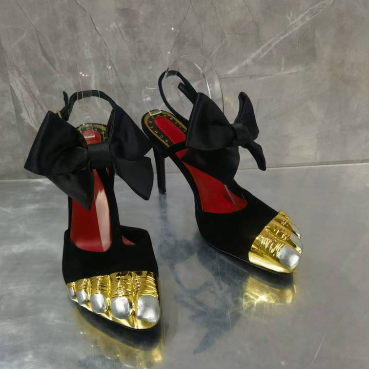 Femme luksus sløjfe-dekorerede slingback højhælede sko Stilla