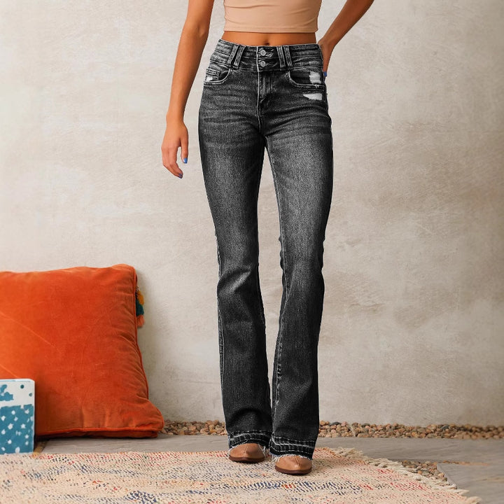 Dame Flare Jeans i Vintage-stil med høj talje Stilla