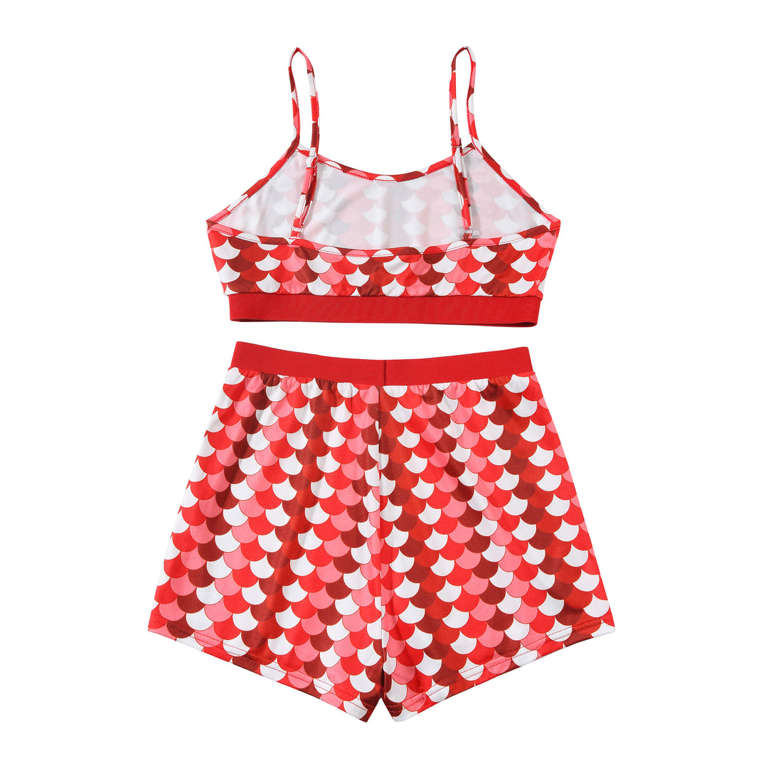 Dame attraktiv pyjamakombination i blødt materiale med hjerteprint Stilla