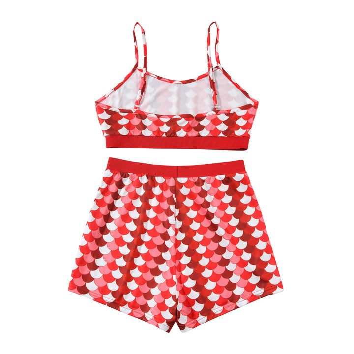 Dame attraktiv pyjamakombination i blødt materiale med hjerteprint Stilla