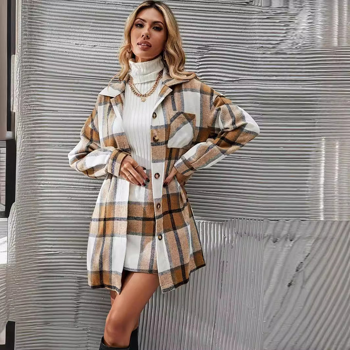 Dame ternet oversized skjorte blazer Stilla
