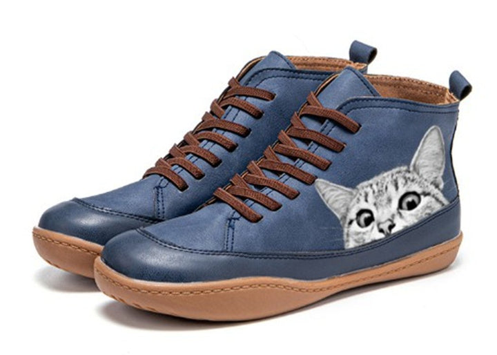 Dame mode sneakers med iøjnefaldende katte design Stilla