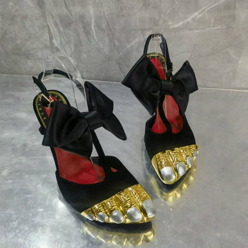 Femme luksus sløjfe-dekorerede slingback højhælede sko Stilla
