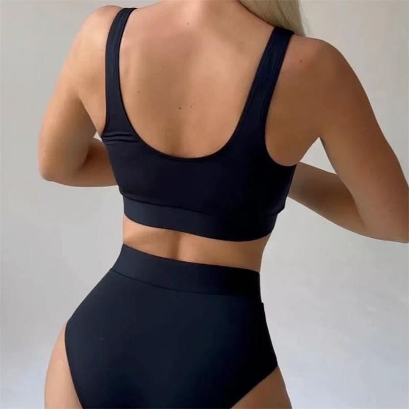 Dame Højskåret Bikini med elegant snørredetaljeudsmykning Skovae