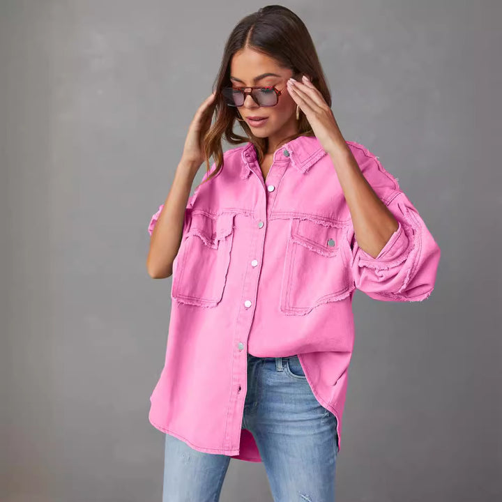 Femme Distressed Oversized Denim Jakke Stilla