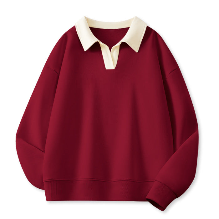 Femme Stilfuld V-Udsnit Fleece Pullover Sweatshirt Stilla