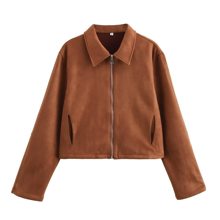 Femme Cropped Faux Suede Jakke Stilla