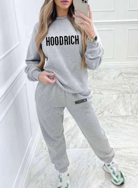 Kvinders casual sæt af sweater og joggers med sporty tryk Skovae