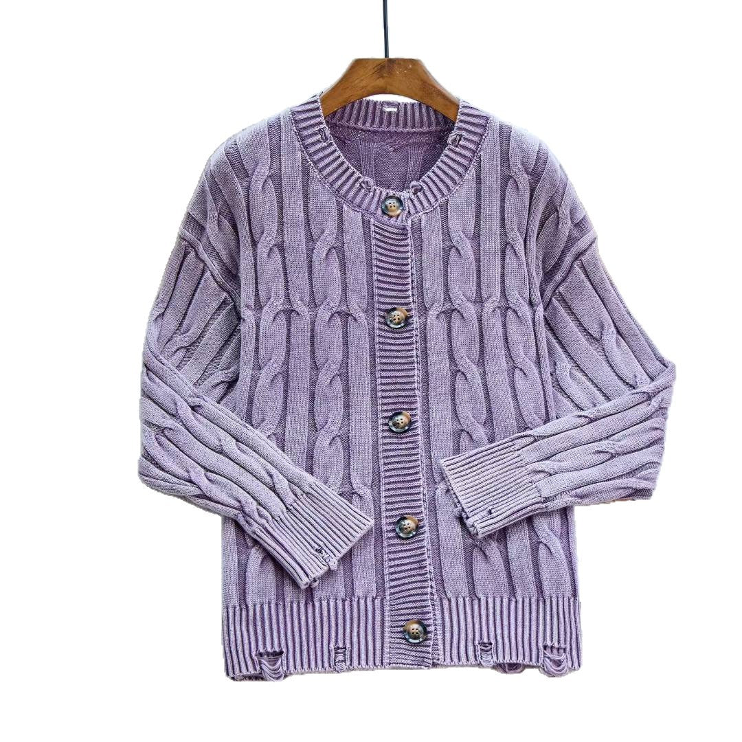 Kvindernes cardigan med elegant kabeldesign og detaljer med træknapper Stilla