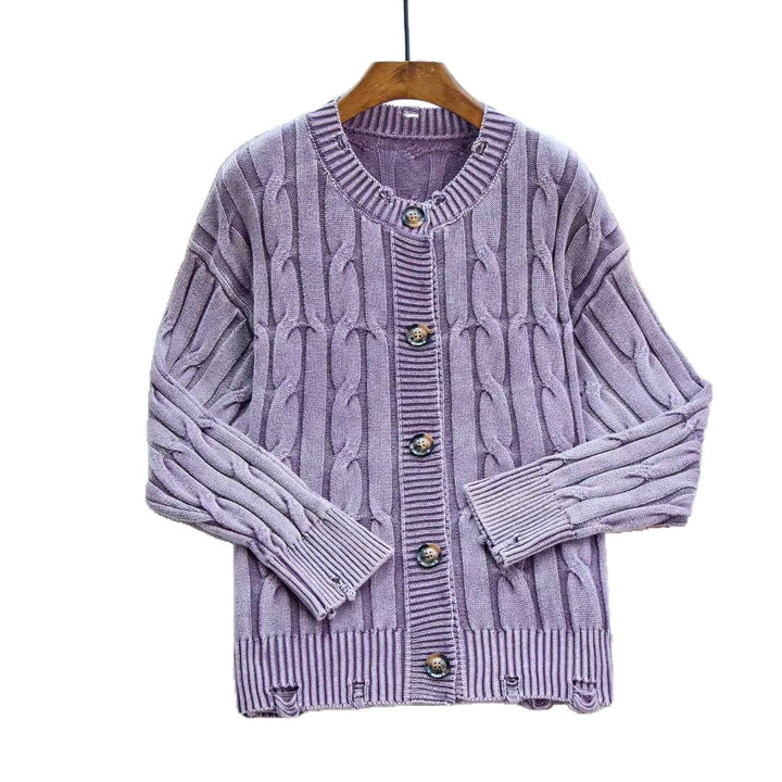 Kvindernes cardigan med elegant kabeldesign og detaljer med træknapper Stilla