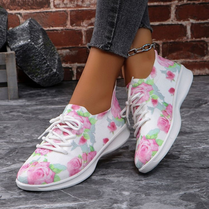 Dame Behagelige Slip-On Sneakers med blomsterdesign og åndbar overflade Stilla