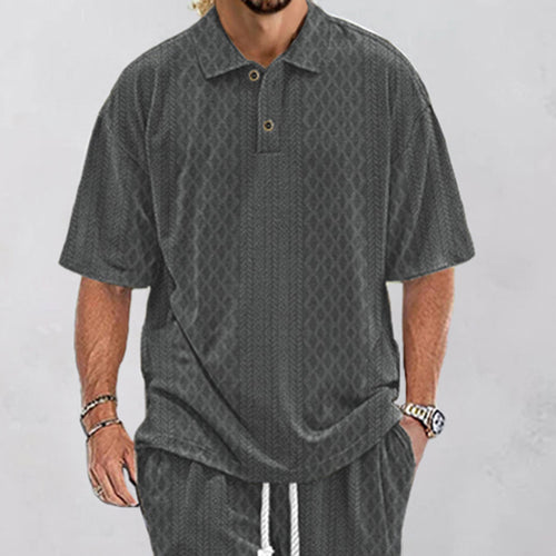 Herre Poloshirt med moderne strukturdesign og knapbar udskæring Stilla