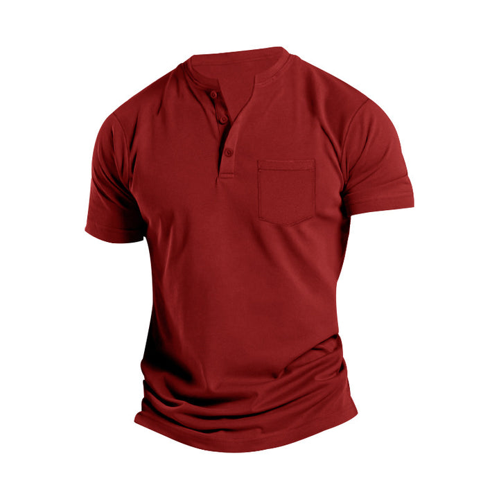 Herre kortærmet Henley-shirt med praktisk brystlomme Stilla