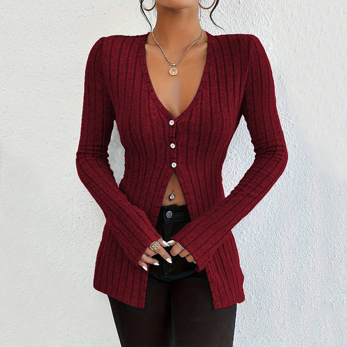 Kvinders langærmet cardigan med fin ribbet tekstur og elegante knapdetaljer Stilla