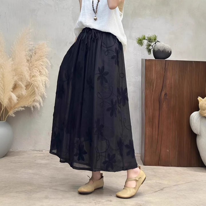Femme Florale Bestikket Maxi-Nederdel Stilla