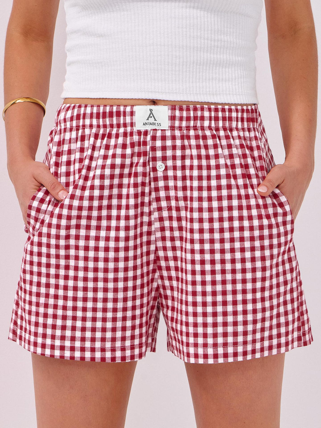Dame Gingham Check Fritid Shorts Stilla