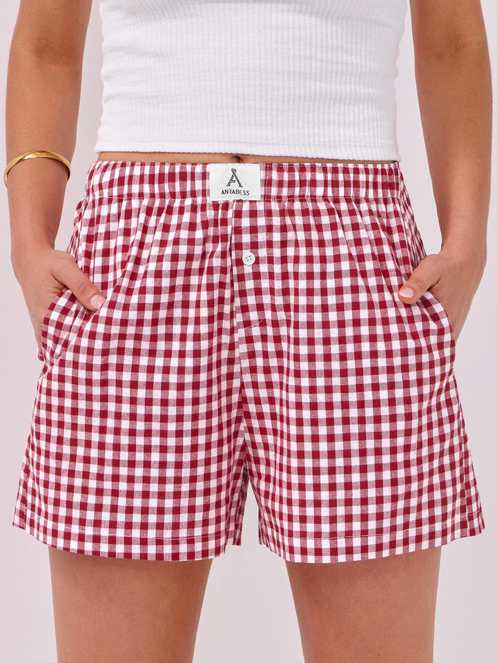 Dame Gingham Check Fritid Shorts Stilla